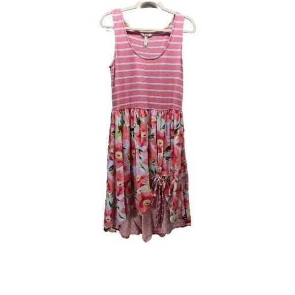 Matilda Jane Womens Pink Macaron Happy And Free Floral Stripe Dress Tank Medium - Picture 2 of 12